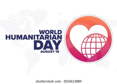World Humanitarian Day. August 19. Holiday concept. Template for background, banner, card, poster with text inscription. Vector EPS10 illustration