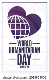 World Humanitarian Day. August 19. Holiday concept. Template for background, banner, card, poster with text inscription. Vector EPS10 illustration