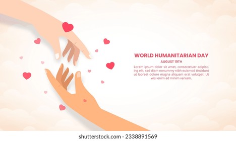 World Humanitarian Day background with helping hand illustration