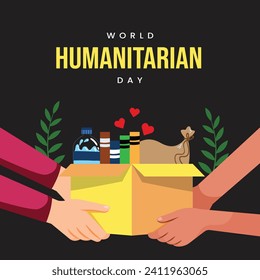 World Humanitarian Day, banner, poster, social media post, vector illustration, awareness, observance, August 19th, brochure, flyer, stop racism, humanity, equality, diversity, inclusion