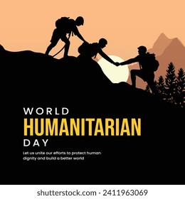 World Humanitarian Day, banner, poster, social media post, vector illustration, awareness, observance, August 19th, brochure, flyer, stop racism, humanity, equality, diversity, inclusion