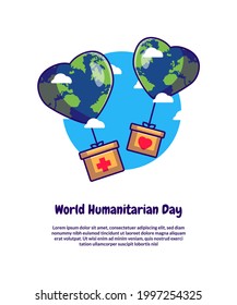 World humanitarian day Cartoon Vector Illustrations. World humanitarian day Icon Concept Isolated Premium Vector