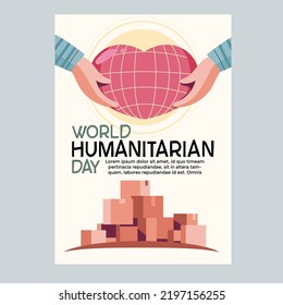 World Humanitarian Day Concept with Hand Holding Heart and Donation Help Background