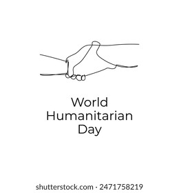 World Humanitarian Day continuous line vector template. vector eps 10.