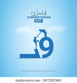 World Humanitarian Day Crative Ads Design. Humanitarian Day help protection icon isolated on Template for background. Humanitarian Day  Poster, vector, illustration, August 19. Important day