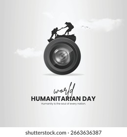 Dia Mundial Humanitário Criativo Anúncios Design. Ícone de proteção de ajuda humanitária do Dia da Ajuda isolado no Modelo para plano de fundo. Dia Humanitário Poster, vetor, ilustração, 19 de agosto. Dia importante

