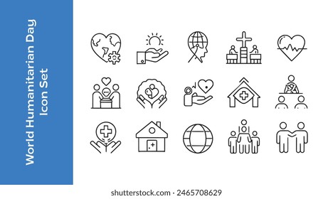 World Humanitarian Day with editable vector outline. 