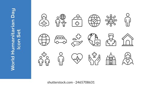 World Humanitarian Day with editable vector outline. 