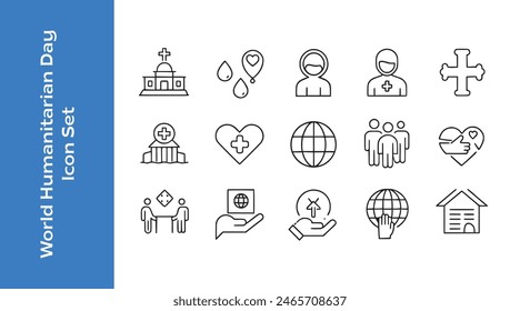 World Humanitarian Day with editable vector outline. 