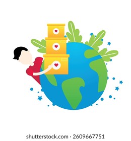 World Humanitarian Day flat cartoon vector illustration
