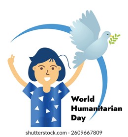 World Humanitarian Day flat cartoon vector illustration