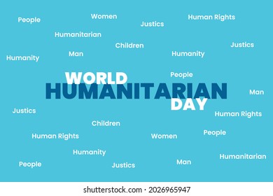 World Humanitarian Day flat typography vector background design.  