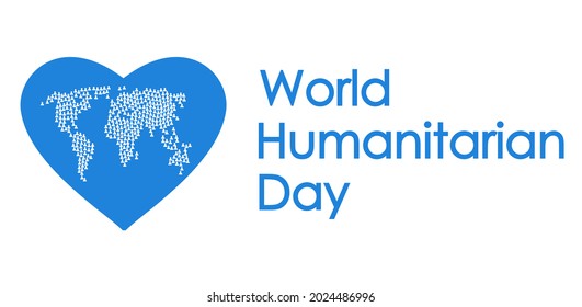 World Humanitarian Day illustration in poster style, world population is seen with in heart