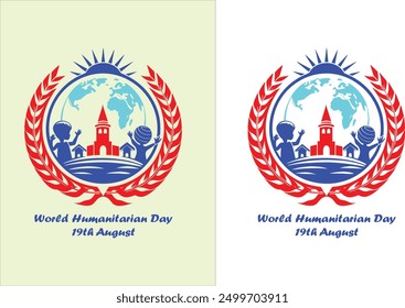 Logotipo del Día Mundial Humanitario Concepto Diseño de ilustración de Plantilla de Vector.