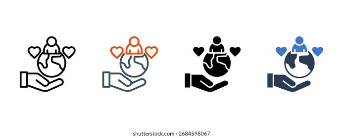 Ilustración vectorial de estilo de icono múltiple del Día Mundial de la Asistencia Humanitaria
