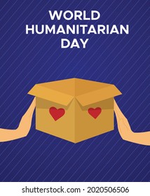 Día humanitario mundial con dos manos en la mano.