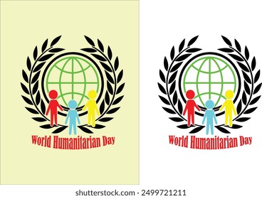 World Humanitarian Day vector circle logo style.