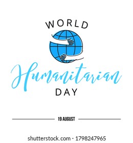 Día Mundial de la Humanidad, Afiche del Día Humanitario, conmemoración del Día de la Humanidad, celebración del Día de la Humanidad, icono azul del globo terráqueo.