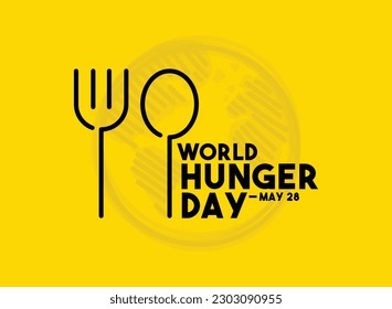 World Hunger Day design vector. Fork and spoon line icon. Yellow background. Eps 10.