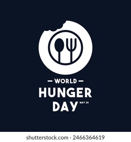 World Hunger Day. May 28. Broken plate with spoon and fork. Eps 10.