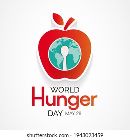 World Hunger day is observed each year on May 28 across the globe. it is the annual day to advocate for sustainable solutions to hunger and poverty. Vector illustration.