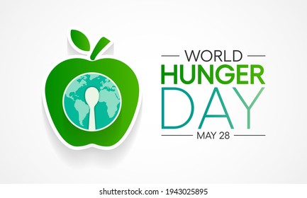 World Hunger day is observed each year on May 28 across the globe. it is the annual day to advocate for sustainable solutions to hunger and poverty. Vector illustration.