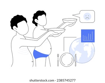 World hunger problem abstract concept vector illustration. Hungry children begging for food, public health medicine, preventative medicine sector, malnutrition disease abstract metaphor.