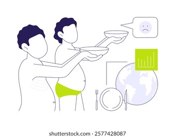 World hunger problem abstract concept vector illustration. Hungry children begging for food, public health medicine, preventative medicine sector, malnutrition disease abstract metaphor.