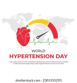 World Hypertension Day concept for banner, poster, card and background design. Sphygmomanometer, heart, heartbeat concept vector illustrations