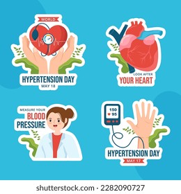 World Hypertension Day Label Flat Cartoon Hand Drawn Templates Background Illustration