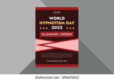 world hypnotism day flyer template. January 4 world hypnotism day awareness flyer design, poster, cover, print-ready