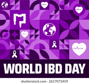 World IBD Day or World Inflammatory Bowel Disease Day Geometric shape pattern background banner or poster design template. observed every year in May. Holiday concept. Use to any Template, card.