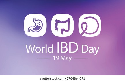 World IBD day, Inflammatory bowel disease day is observed every year on 19 May to raise awareness of Crohn's disease and ulcerative colitis. Vector illustration