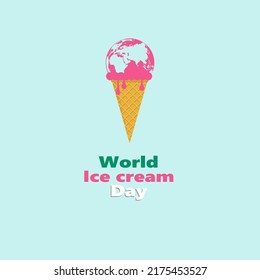 world ice cream day vector ,globe or world ice cream ,flat design illustration