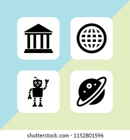 world icon. 4 world set with planet, history, world wide web and future vector icons for web and mobile app