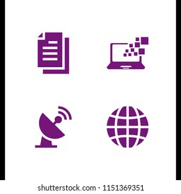 world icon. 4 world set with satellite, globe, content and monitor vector icons for web and mobile app