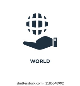World icon. Black filled vector illustration. World symbol on white background. Can be used in web and mobile.