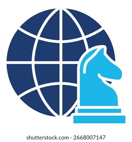 Weltsymbol in blau monochrome flache Design, Vektorgrafik