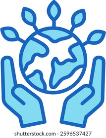 World Icon Blue Vector Illustration