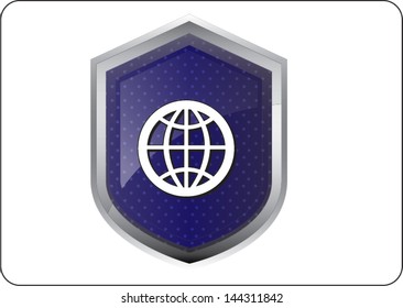 world icon button on white background