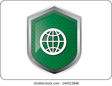 world icon button on white background