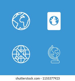 World icon. collection of 4 world filled and outline icons such as passport, plane, planet. editable world icons for web and mobile.