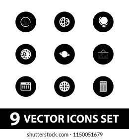 World icon. collection of 9 world filled icons such as globe, browser window, planet, globe dollar. editable world icons for web and mobile.