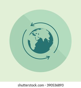 World icon. Earth isolated background. World vector illustration. Earth vector illustration. Earth arrows, lines. Concept network, Internet, global network. Geography.