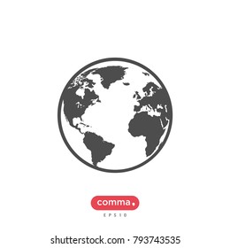 World icon, earth vector, globe symbol.