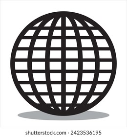 Icono del mundo plano. Ilustración de icono de globo. Iconos de globo plano aislados de color negro colocados sobre fondo blanco.
