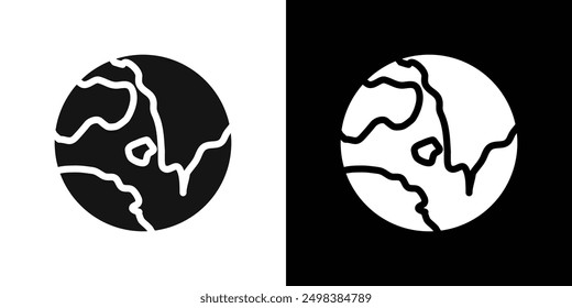 Conjunto de símbolos de línea plana de icono mundial.