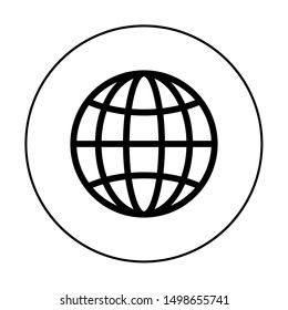 World icon in flat style. Earth symbol isolated on white background. Vector illustration. Simple world abstract icon in black. Line symbol for website design, app, ui. Vector illustration