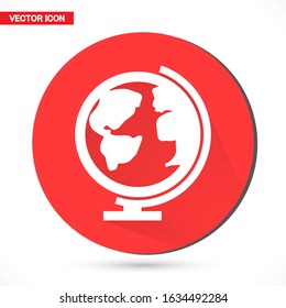 World icon in flat style. Earth symbol isolated on white background. Vector illustration. Simple world abstract icon in black. Line symbol for website design, app, ui.