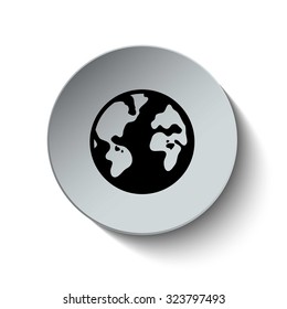 World icon. Globe icon. Earth icon. Rounded button. Vector Illustration. EPS10